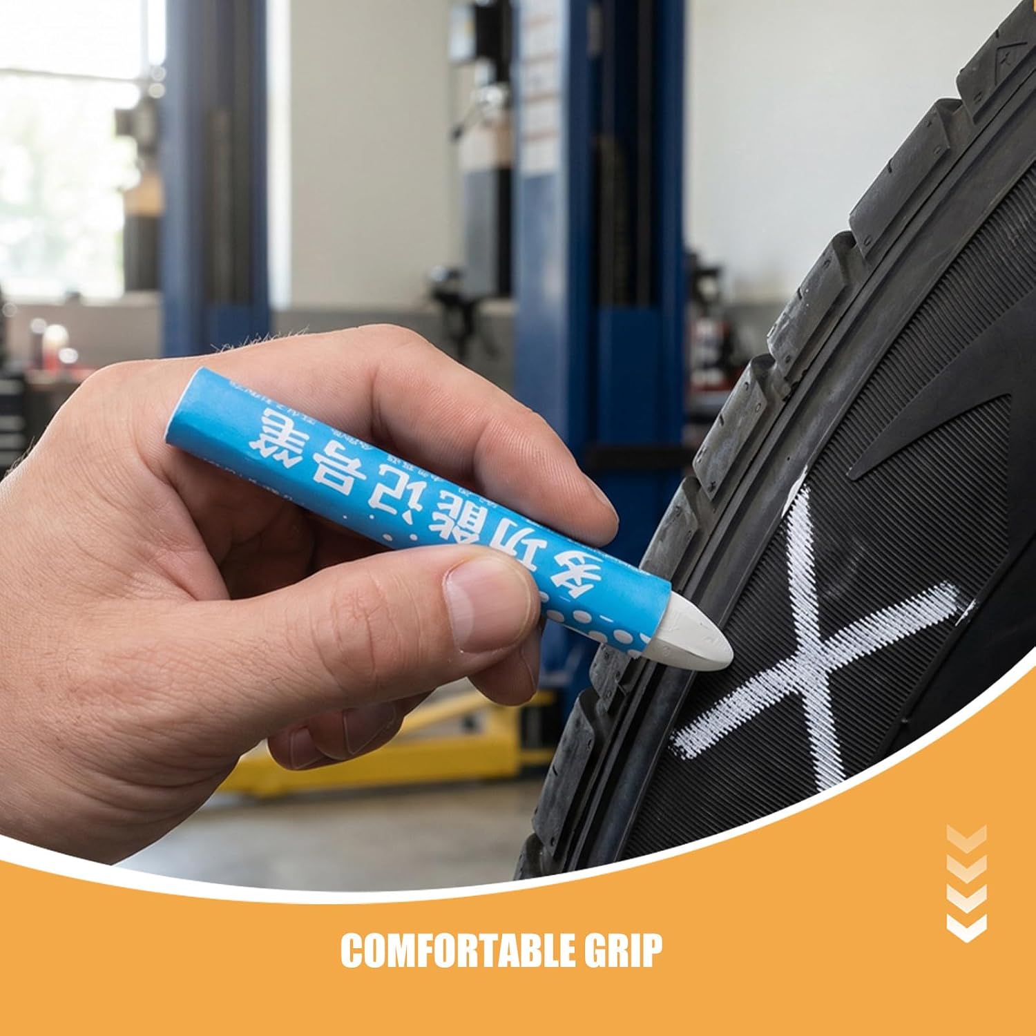 Mipcase 8pcs White Wax Tire Pens for Wood and Fabric Multi-surface Marking Precise Application, Water-resistant and Grease Resistant Tire Markers for Garage and Workshop Use