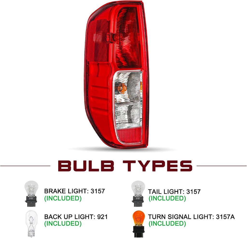 JSBOYAT Tail Light Assembly with Bulbs Replacement for 2005-2021 Nissan Frontier and 2009-2012 Suzuki Equator Outer Rear Taillamp Brake Light Left Driver Side