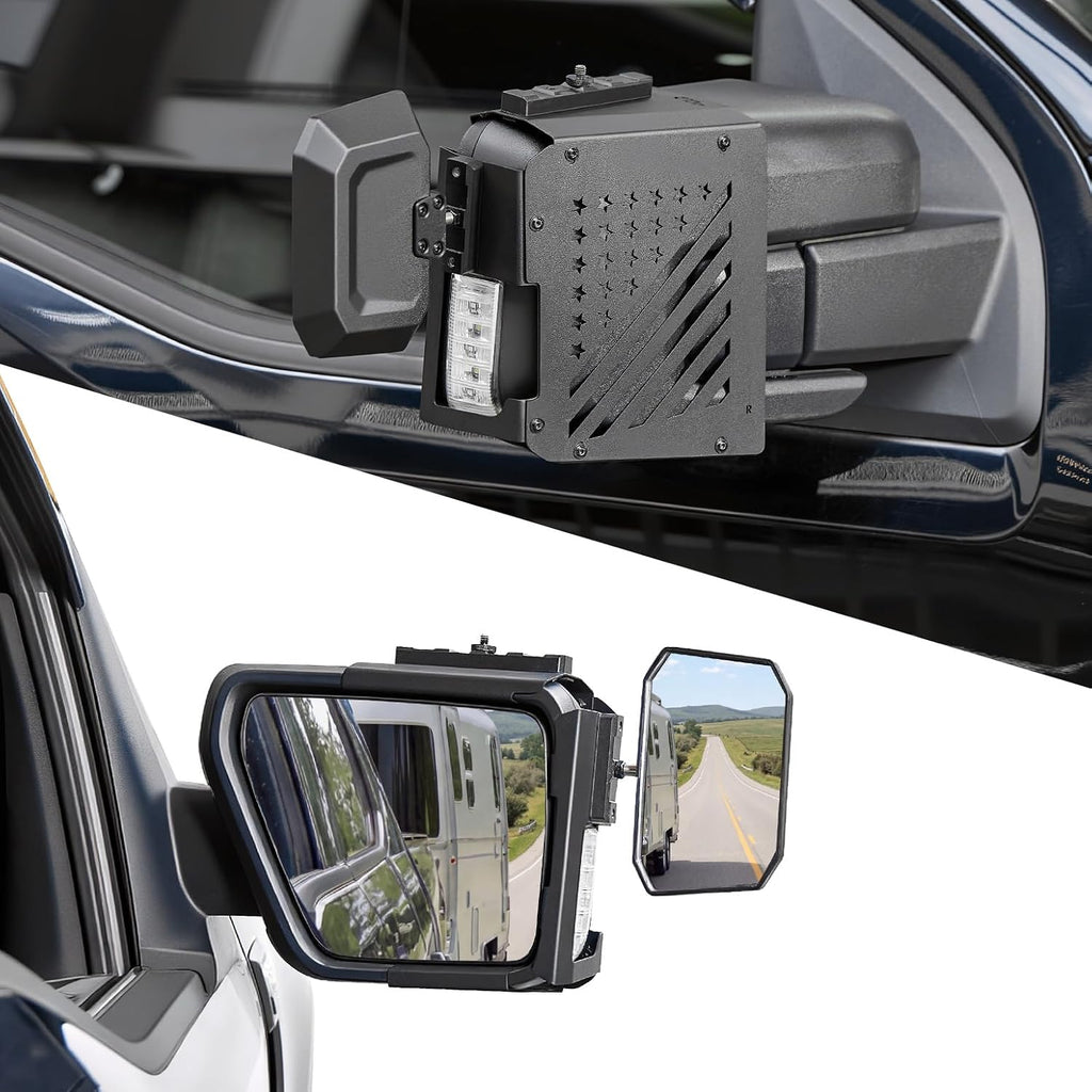 JOYTUTUS Towing Mirror Compatible with Ford F150 2021-2026 | 360° Ball-Joint Convex Mirror, Up to 4 m Visibility, Clip-On Removable Design for Towing