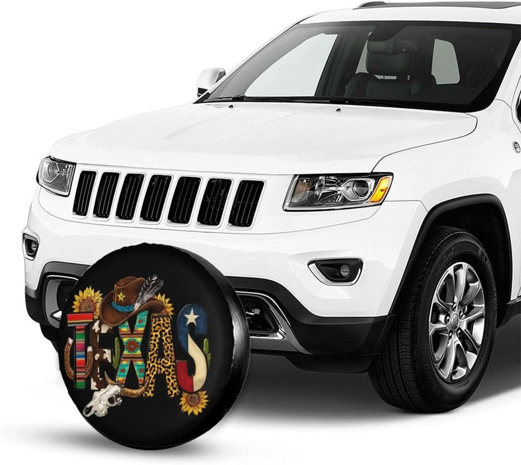 Texas Boho Spare Tire Cover Universal for Rv Suvs Trucks Camper Travel Trailers, Waterproof Polyester Wheel Protector Covers Outdoor,15 inch