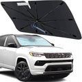 Windshield Sun Shade Umbrella for Jeep Compass 2017-2025, Foldable Car Sunshade for Front Windows with 360° Rotating Shaft, Custom fit Compass Sun Visor Shield for UV Blocking and Heat Insulation