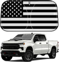 D-Lumina Windshield Sun Shade for 2019-2025 Chevy Silverado 1500 Accessories, Front Window Sunshade American Flag Sun Visor Protector Sun Shield Block UV Rays Heat, Foldable 2 Layers 210T Material