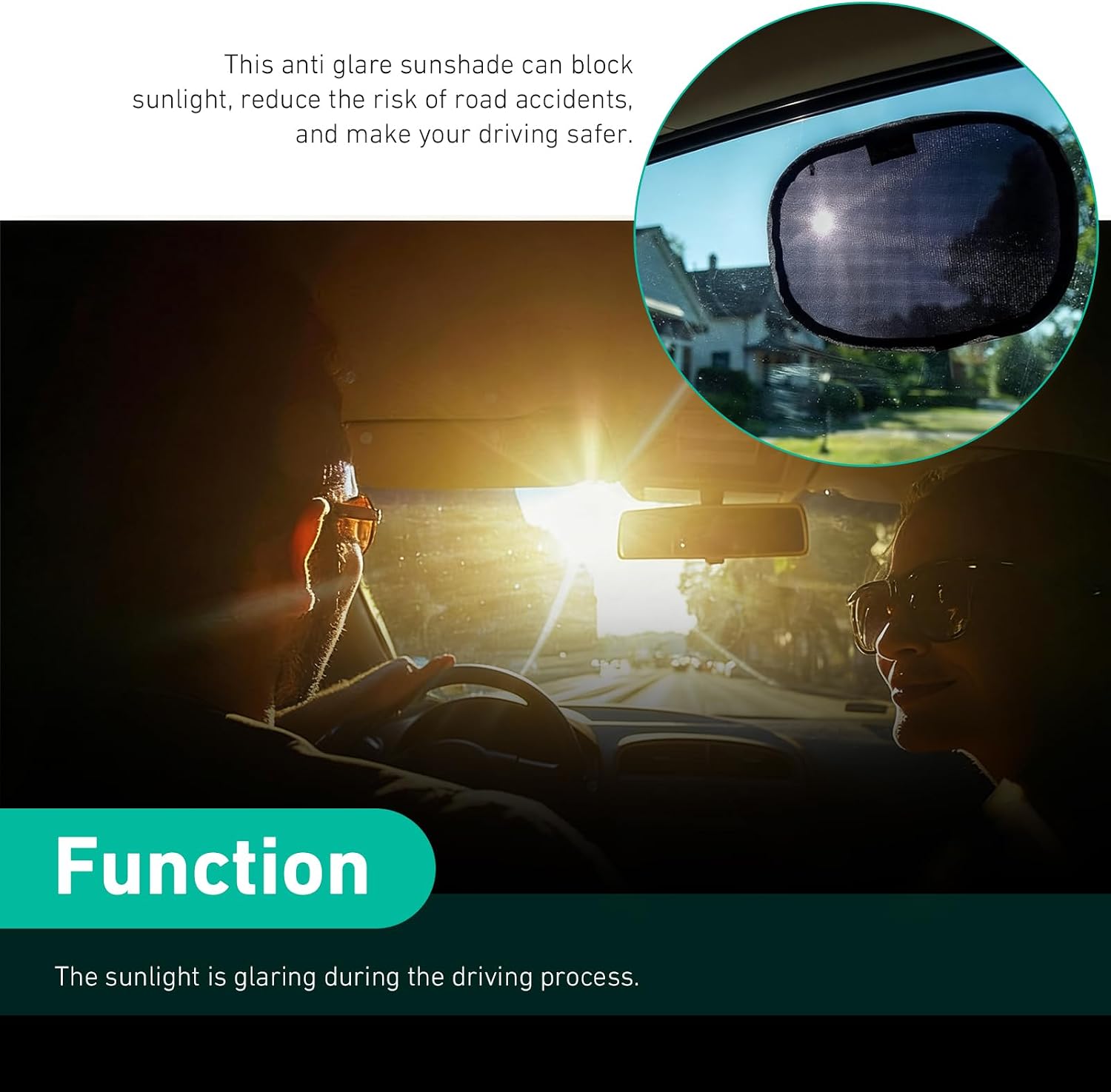 2 PCS Car Miniature Static Cling Window Shade, Nylon Yarn Small Static Cling Sunshade, 9.25" x 6.7" Electrostatic Film Car Side Window Sun Shade, Universal for Most Vehicles (Black)