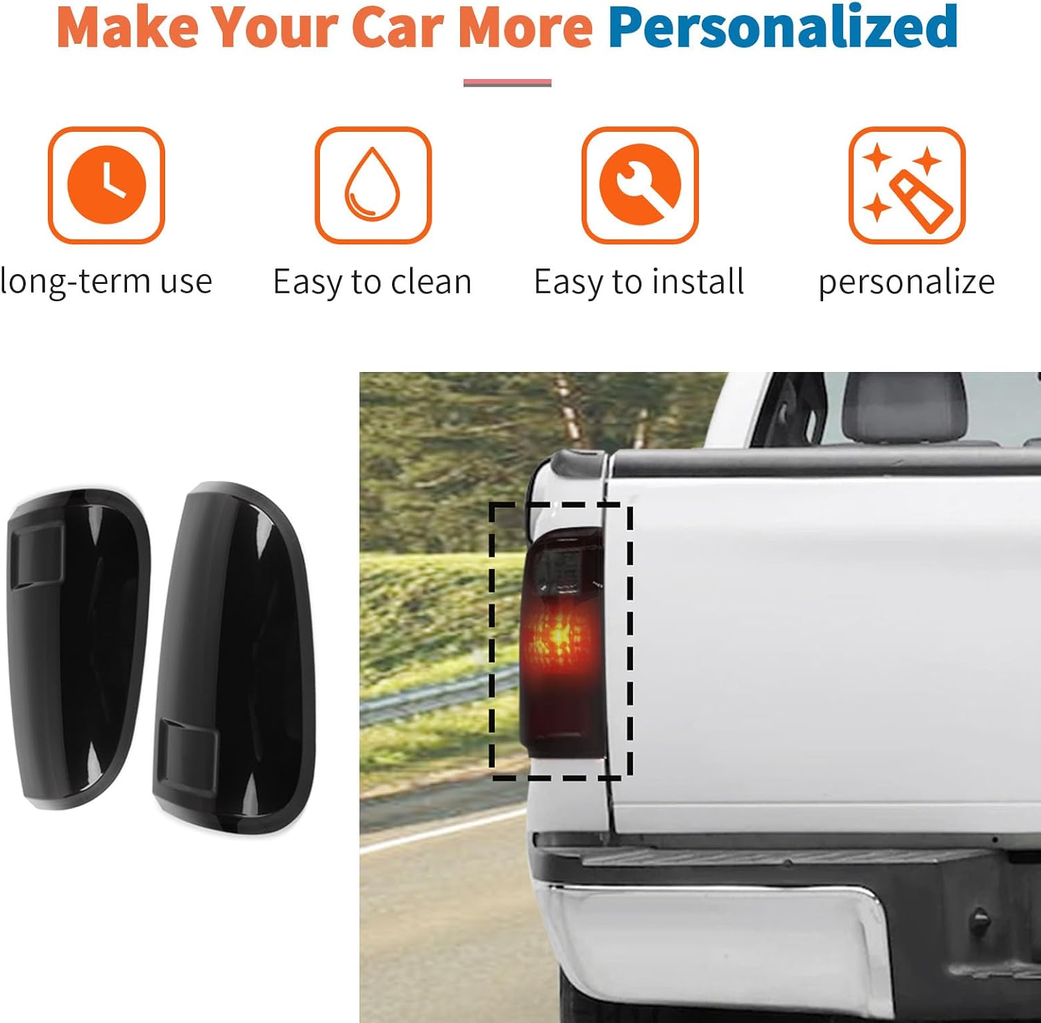 JeCar Tail Light Cover for 2008-2016 Ford F250/F350/F450/F550 - Smoked Tail Lamp Cover Trim Guards Exterior Accessories