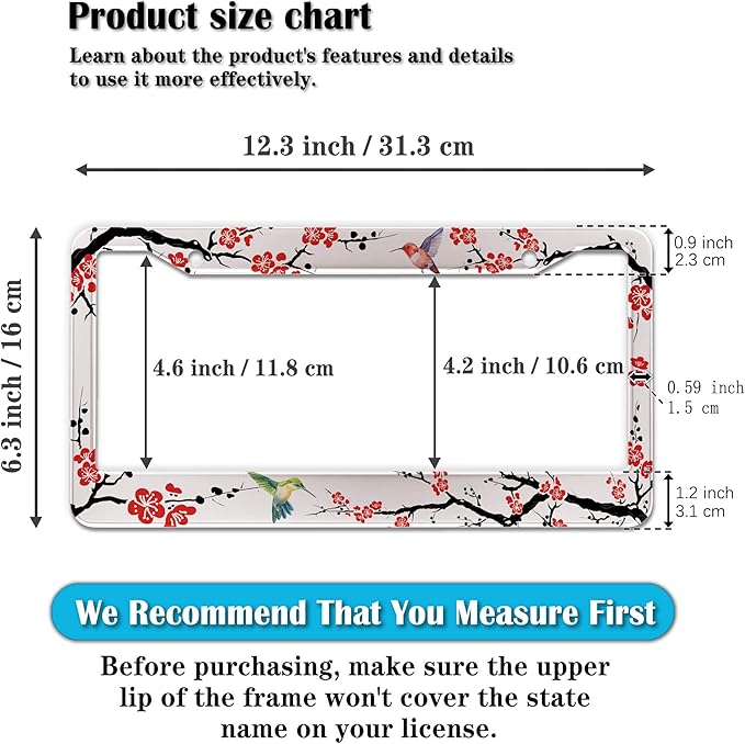 Automotive Exterior Accessories Black, and Red License Plate Frames Hummingbird - Image 2