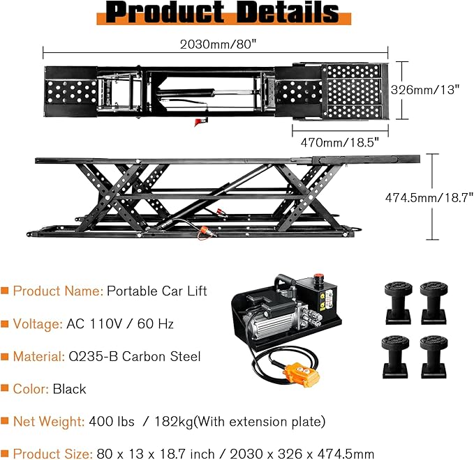 Albott 7000 LBS Portable Car Lift, Heavy Duty Quick Jack - Image 2