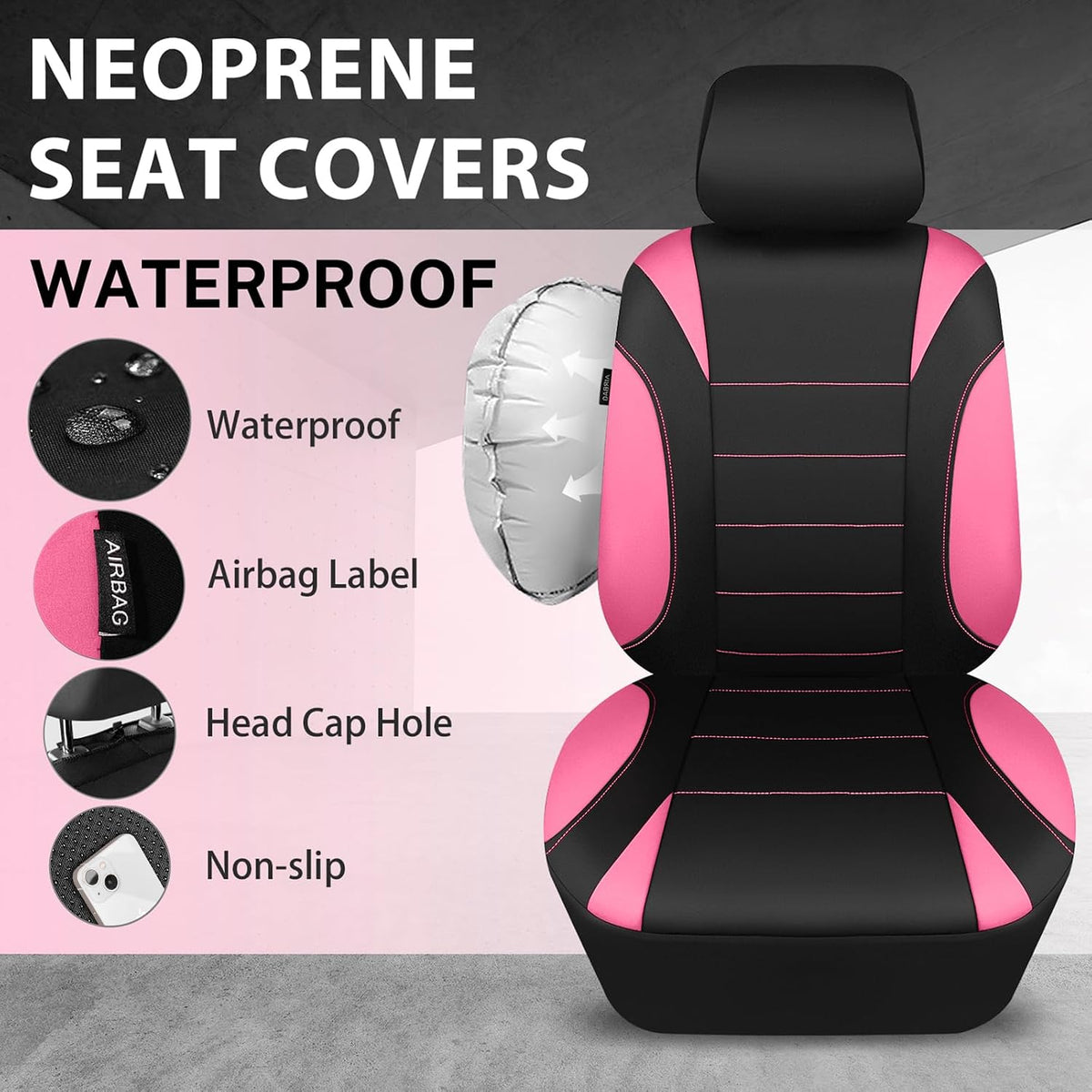 car pass waterproof car seat covers full sets, close-up detail