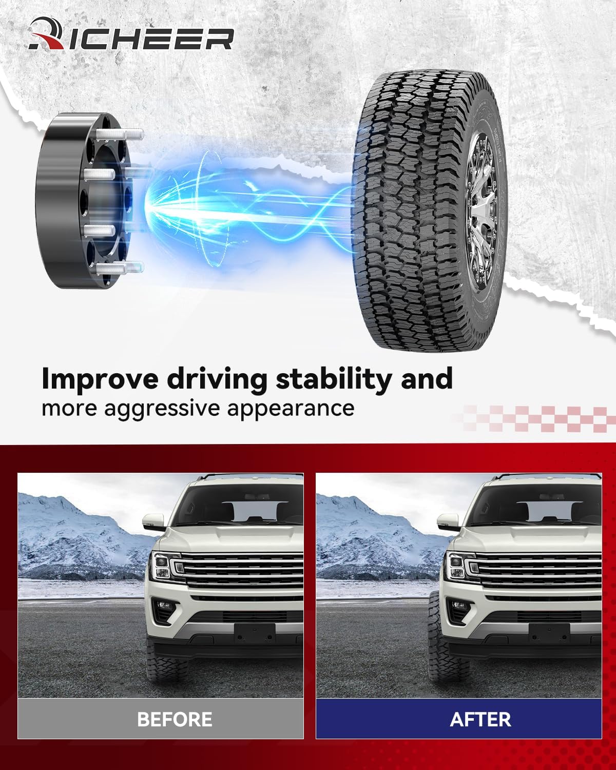 Richeer 2'' 8x6.5 Wheel Spacers for 1994-2011 Ram 2500 Ram 3500, 2 PCS 8x165.1mm Wheel Spacers with 9/16-18 Studs & 126.15mm Center Bore for F250 F350 E150 E250 E350 Econoline
