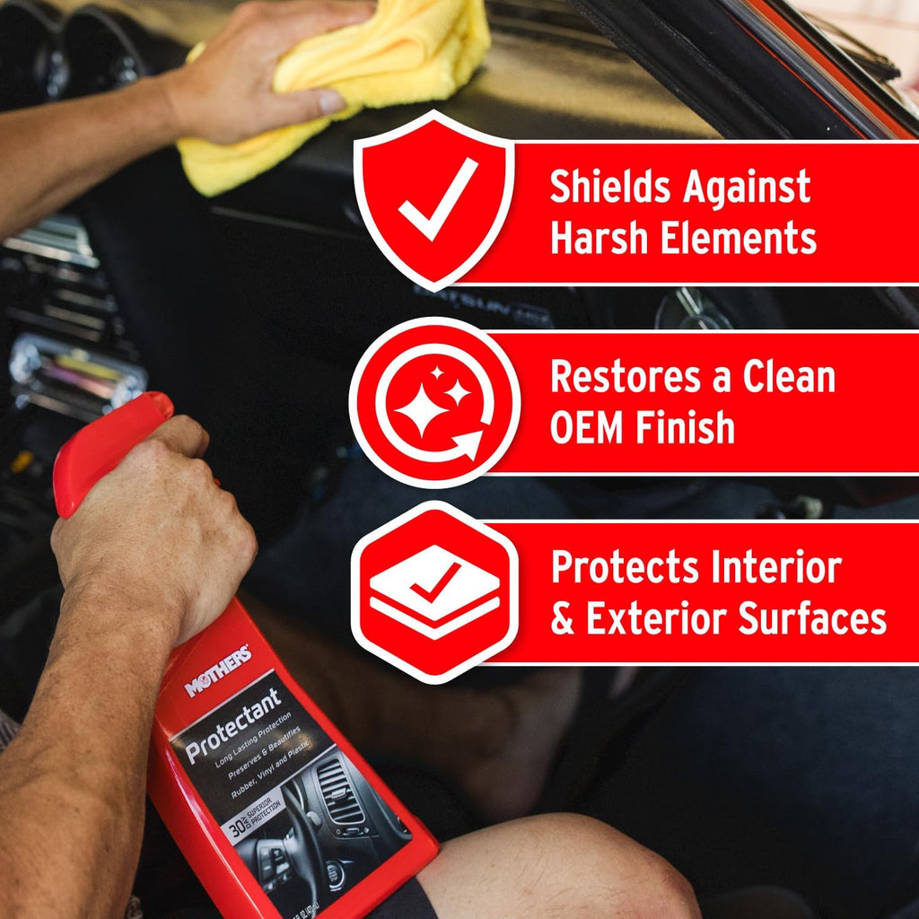 Mothers Protectant, 16 oz. (05316) | Long-Lasting UV Protection for Rubber, Vinyl & Plastic, Shields Dash, Trim, Bumpers & Tires from Fading, Cracking & Drying