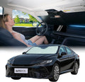 Windshield Sun Shade for Toyota Camry 2018-2026, Helps Keep Car Cooler, 99% UV Protection Foldable Windshield Sunshade, Beige 240T Heat Shield for Daily Parking, Cars, SUVs, Trucks, with Storage Bag