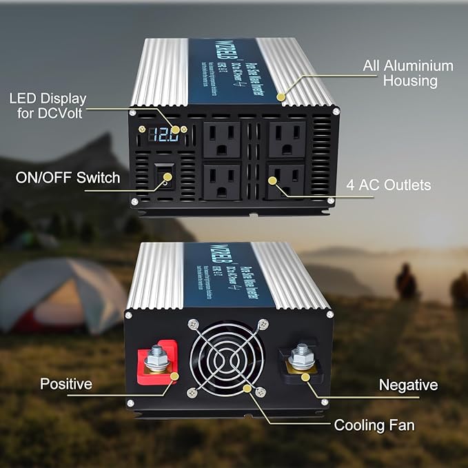 WZRELB 1800W Pure Sine Wave Inverter 48V DC to 110V 120V AC, Car Power Inverter - Image 4