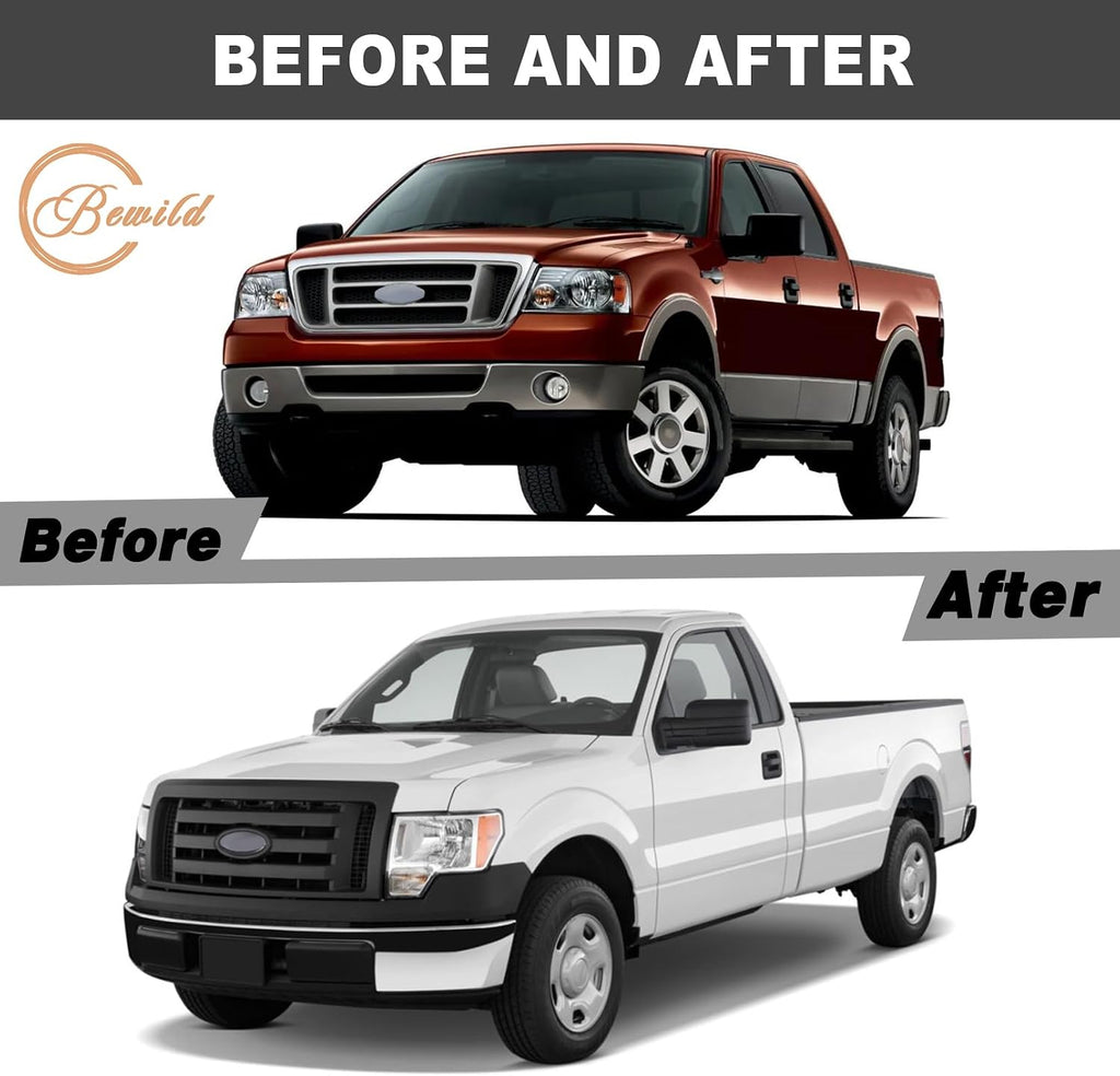 Bewild Front Bumper Grille Assembly Compatible with 2009-2014 Ford F - 150 f150 Centre Bumper Painted Black Housing and Insert Grille Assembly Shroud Replacement for 9L3Z8200A FO1200510