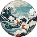 Japanese Wave Floral Pattern Spare Tire Cover 15 inch, Universal Waterproof Dust-Proof Sun Protection Cover with Adjustable Nylon Rope Easy Installation for Jeep Trailer SUV Truck RV