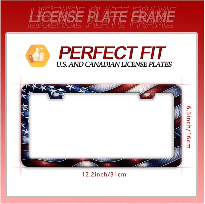 Vintage American Flag License Plate Frame Patriotic License Plate Holder Cars - Image 7