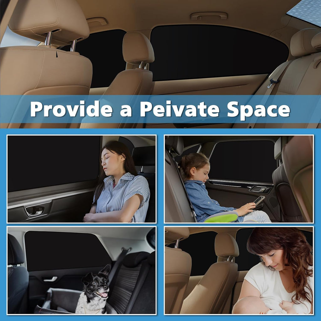 XCBYT Magnetic Car Side Window Shades 4 Pack, 100% Blackout Privacy | Blackout privacy for camping, naps & work. Keeps your car cool. Fits steel frames only, measure first. Handle magnets gently