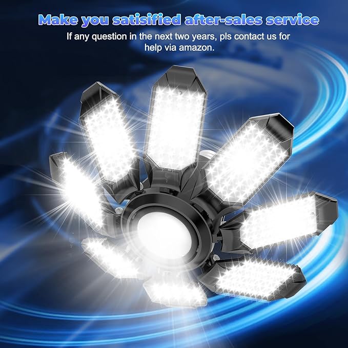 Garage Lights - Super Bright 250W LED Garage Ceiling Light w/ 8 Deformable - Image 7