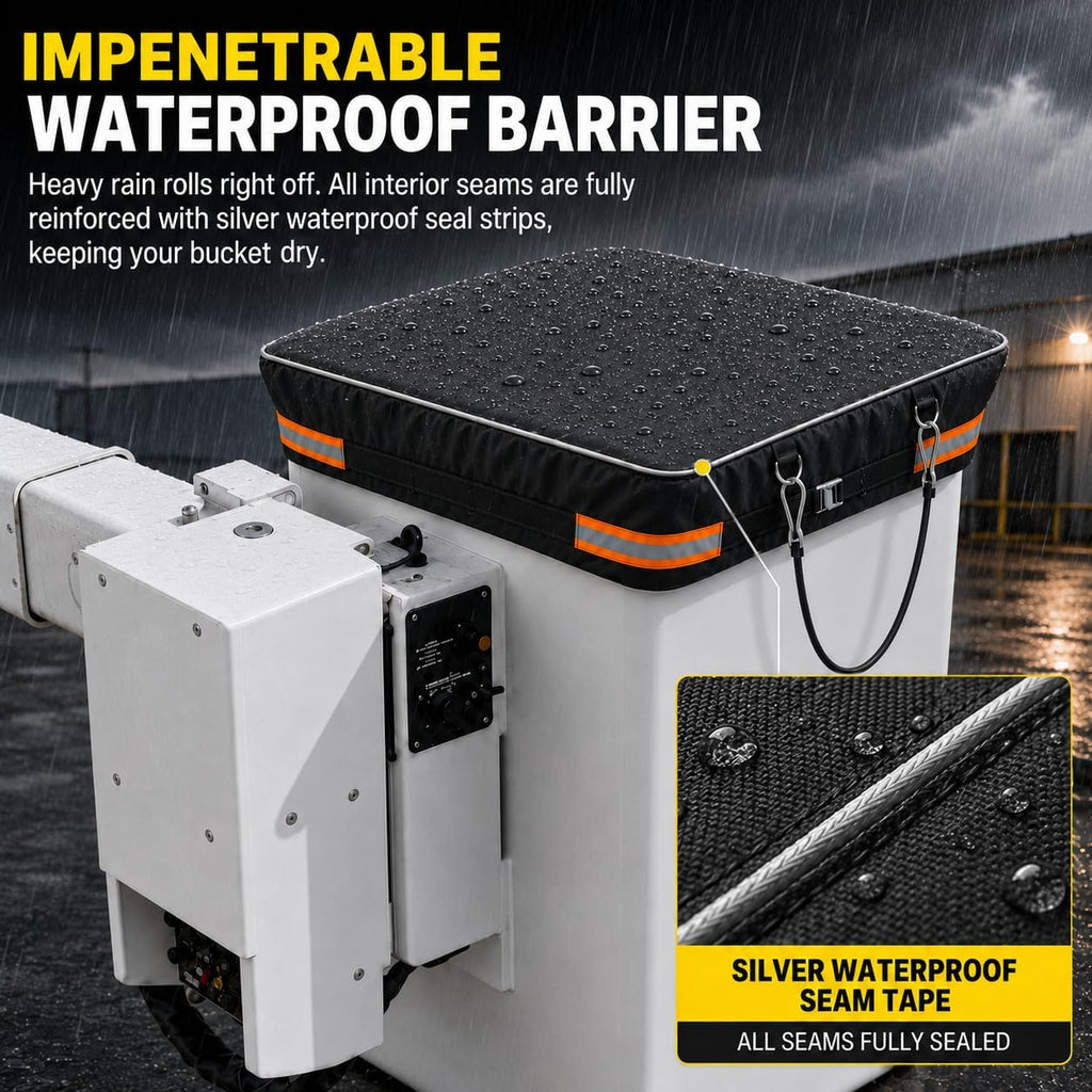 Bucket Truck Cover Fits 1 Man Vinyl Bucket 28" x 28" Edge to Edge, Heavy Duty 1200D Waterproof Aerial Bucket Cover, Tear Resistant Bucket Truck Accessories with Cam Buckle Strap, Black
