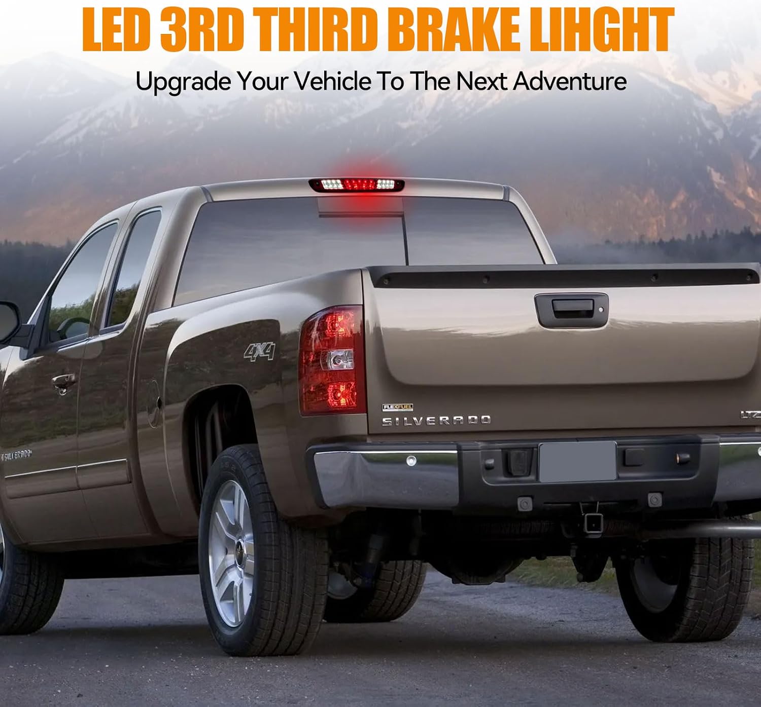 Third 3rd Brake Light, LED High Mount Stop Light for 2007-2013 Chevy Silverado/GMC Sierra 1500 2500HD 3500HD, Rear Center Cab Roof Tail Cargo Lamp, Red Lens