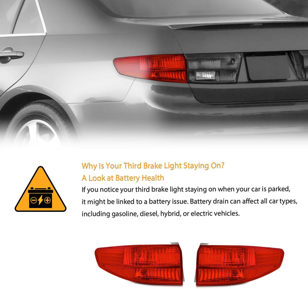 WEELMOTO Rear Brake Tail Light Assembly for 2005 Honda Accord only Left +Driver Side