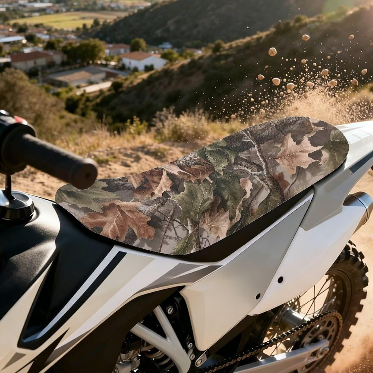 Camo Hunt Dirt Bike Seat Cover Soft Seat Cover Scratch-Resistant Universal Fit for E Dirt Pit Bike Ebike Motocross Motorcycle Enduro CR CRF XR 50 85 125 150 230 250 450