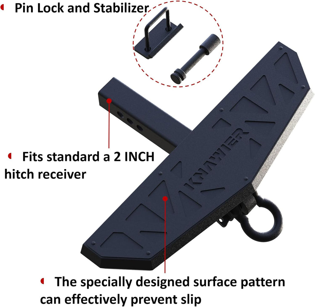 Hitch Step Compatible with SUV&Pickup Truck&Van with 2 Inch Hitch Receiver,Towing Rear Bumper Protector Guard,Step Bar,Textured Black Powder, Pin Lock,Stabilizer,Tow Hook