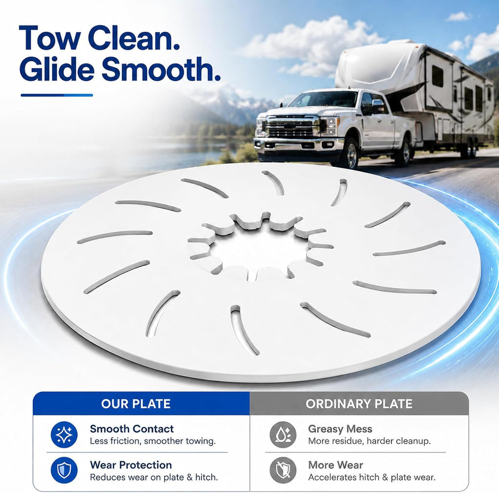 5th Wheel Lube Plate for Trailer RV Camper Truck - 12-Inch Diameter Fifth Wheel Lube Plate for B&W Reese Towpower Cougar 5th Wheel Hitch King Pin, Fifth Wheel Plate Disk
