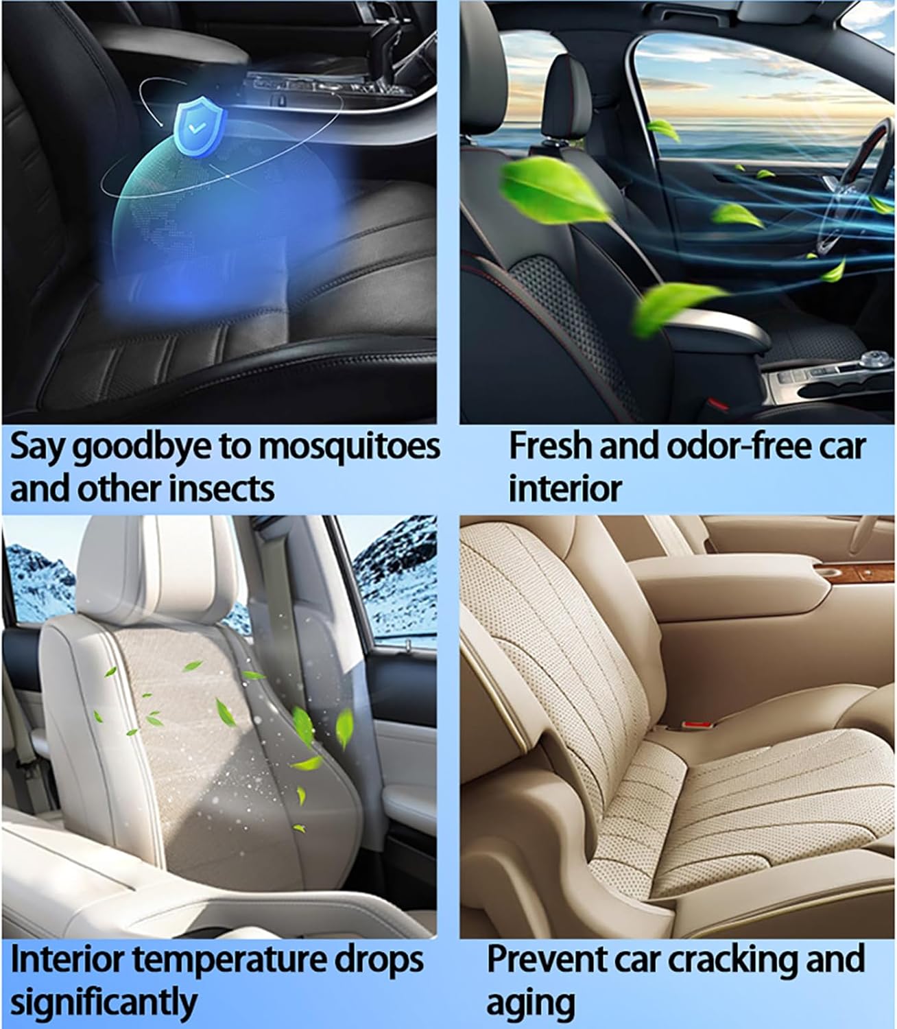 Car Window Shades for Lincoln MKX 2007–2018 U388, 4 Pack Breathable Mesh Car Side Window Sunshade, Block UV Rays and Mosquitoes, Roll Down Windows Freely, Side Cover