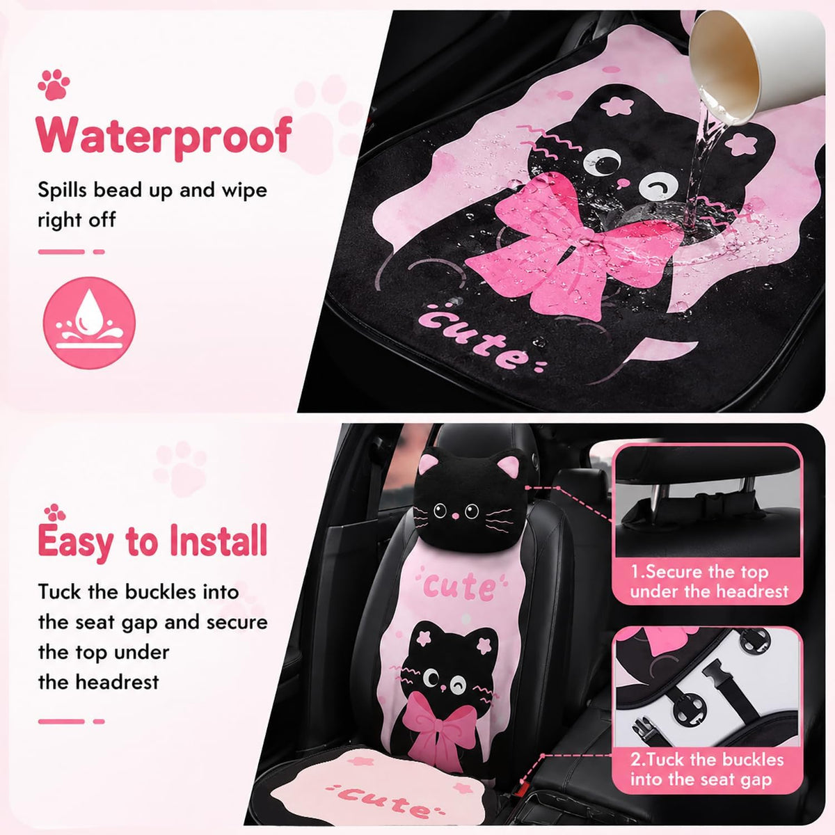 cute cat car seat covers for daily commutes showing dimensions