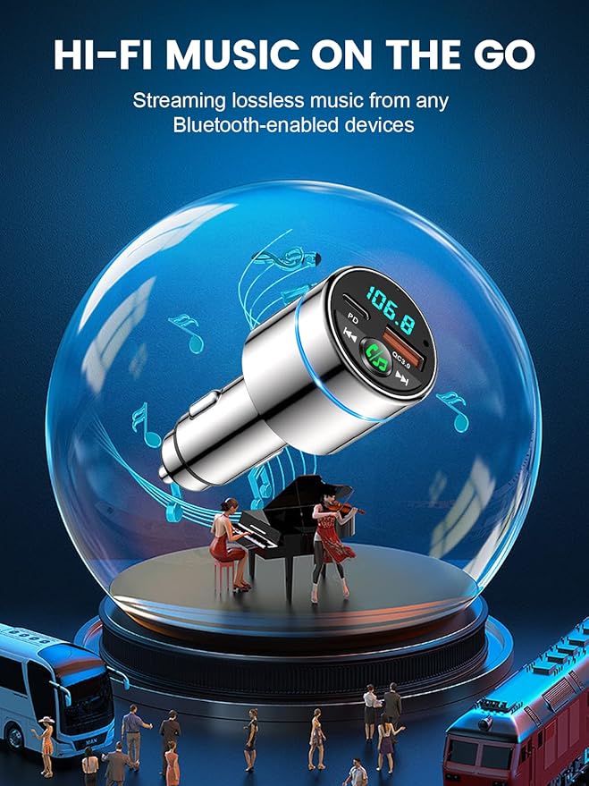 FM Transmitter for Bluetooth 5.3, PD 30W & QC3.0 18W Fast Car Charger, Wireless - Image 4
