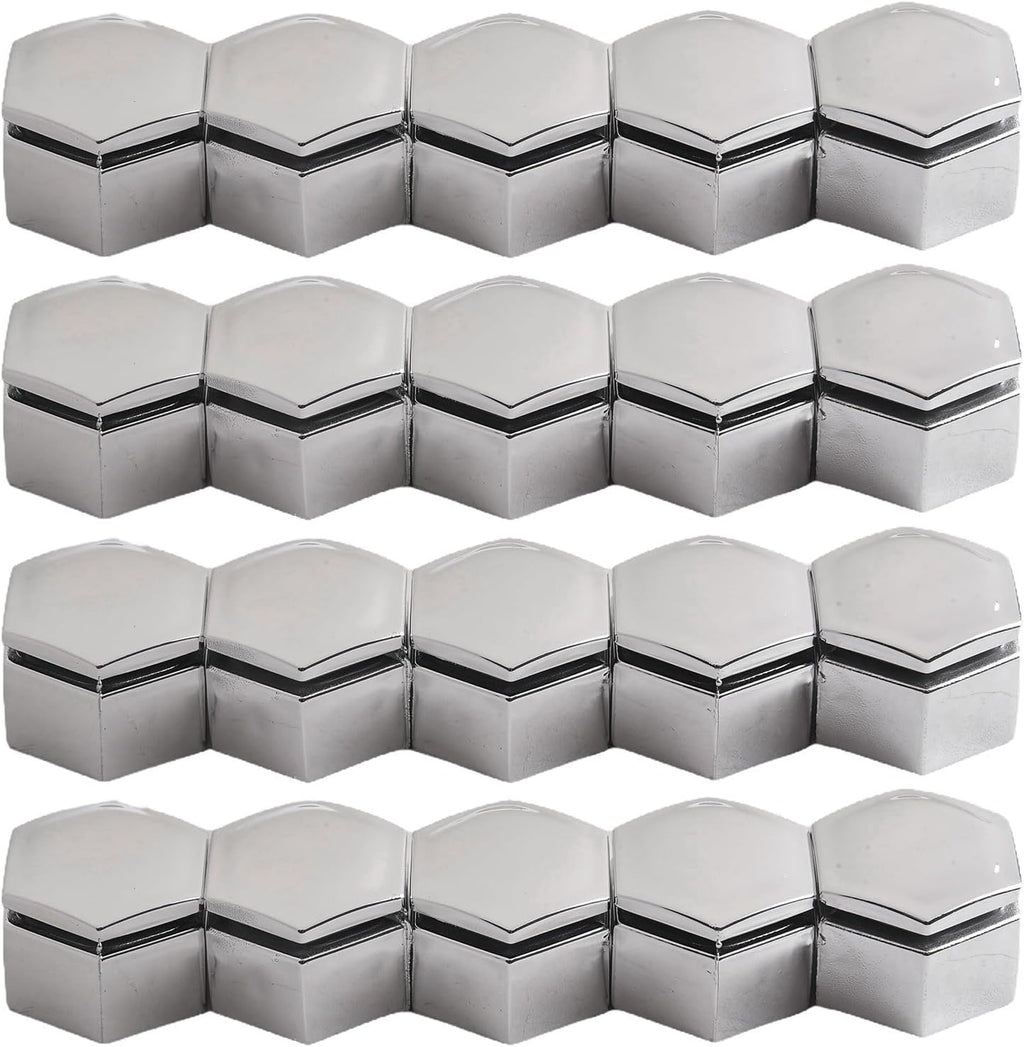 22mm Chrome Wheel Nut Covers 20 Pack with Remover Tool, ABS Hex Bolt to Prevent Rust and Enhance Finish