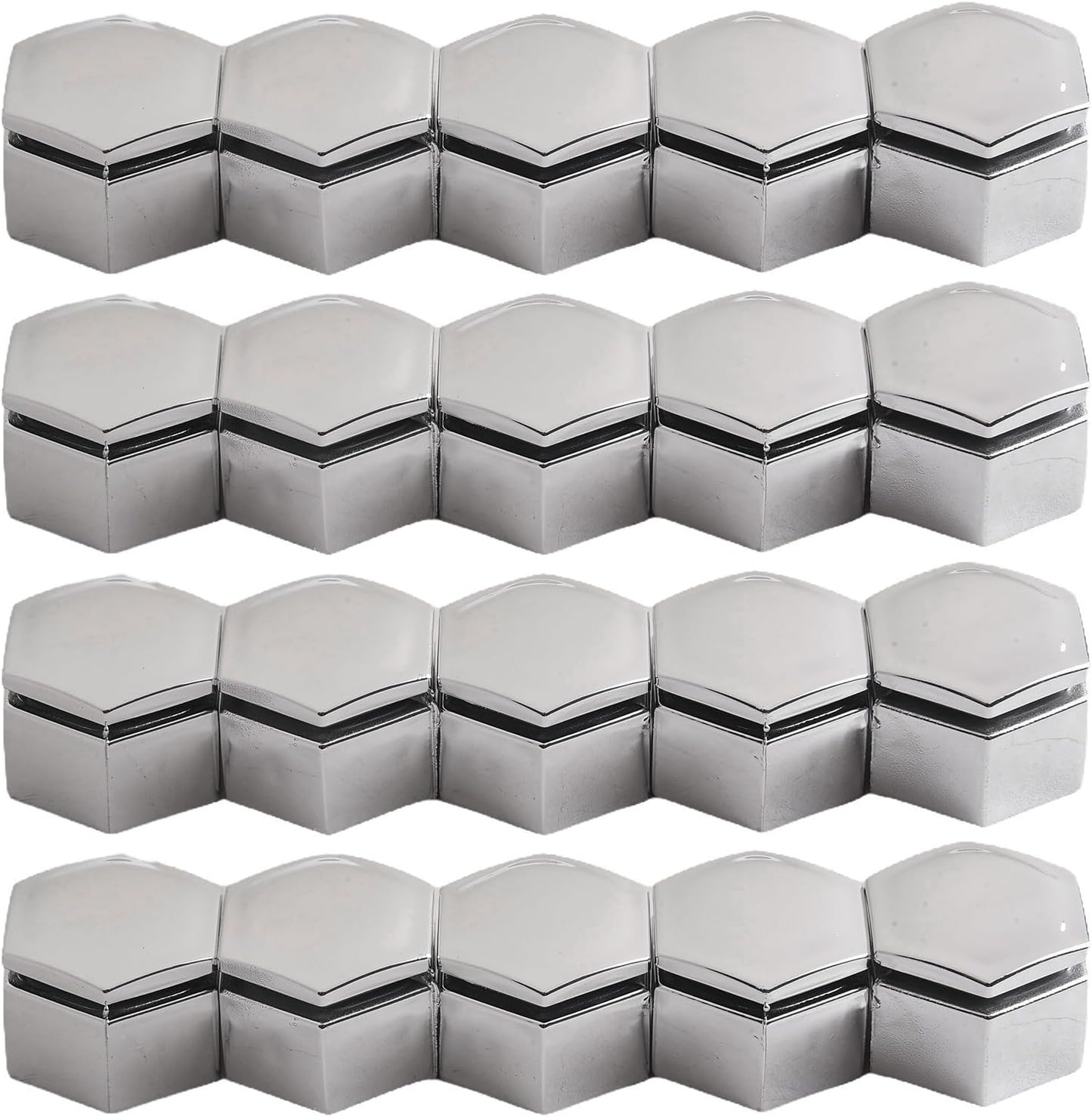 22mm Chrome Wheel Nut Covers 20 Pack with Remover Tool, ABS Hex Bolt to Prevent Rust and Enhance Finish