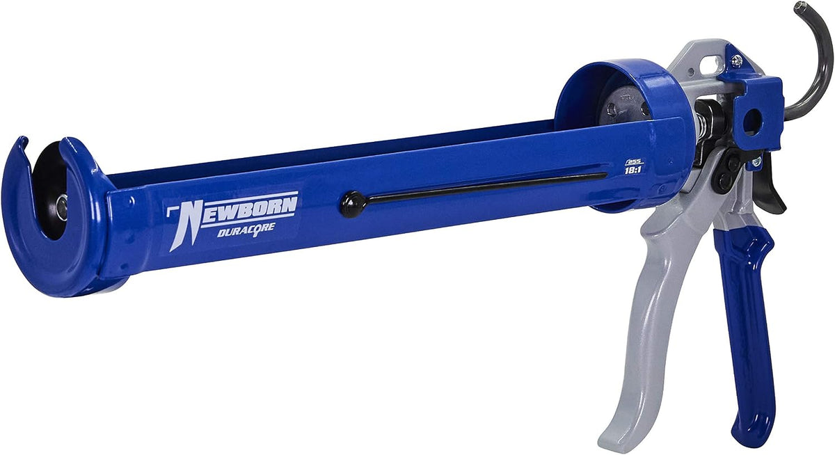 newborn super smooth rod revolving frame caulk gun shown in use