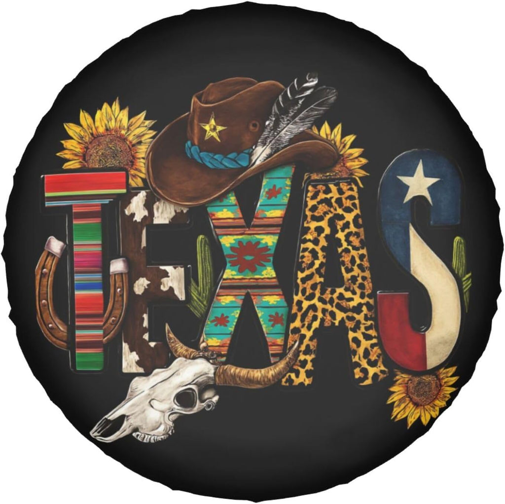 Texas Boho Spare Tire Cover Universal for Rv Suvs Trucks Camper Travel Trailers, Waterproof Polyester Wheel Protector Covers Outdoor,15 inch