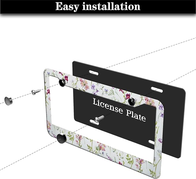 License Plate Cover Multicolor License Plate Frames Folk Flower Hippie Boho - Image 7
