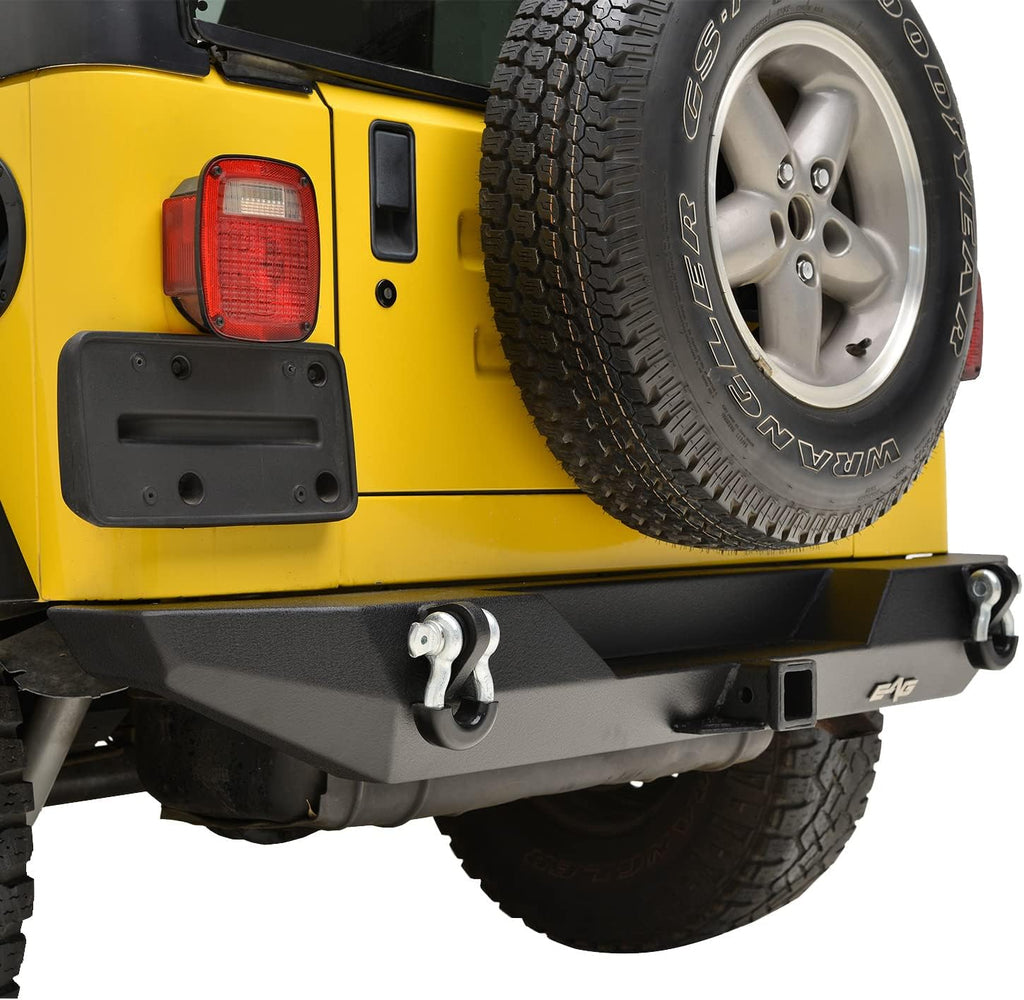 EAG Rear Steel Bumper and Hitch Receiver Fit for 87-06 Wrangler YJ TJ