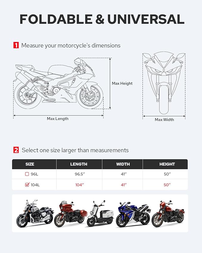 Benlari Motorcycle Cover Waterproof Outdoor, Heavy Duty Motorcycle Cover - Image 6