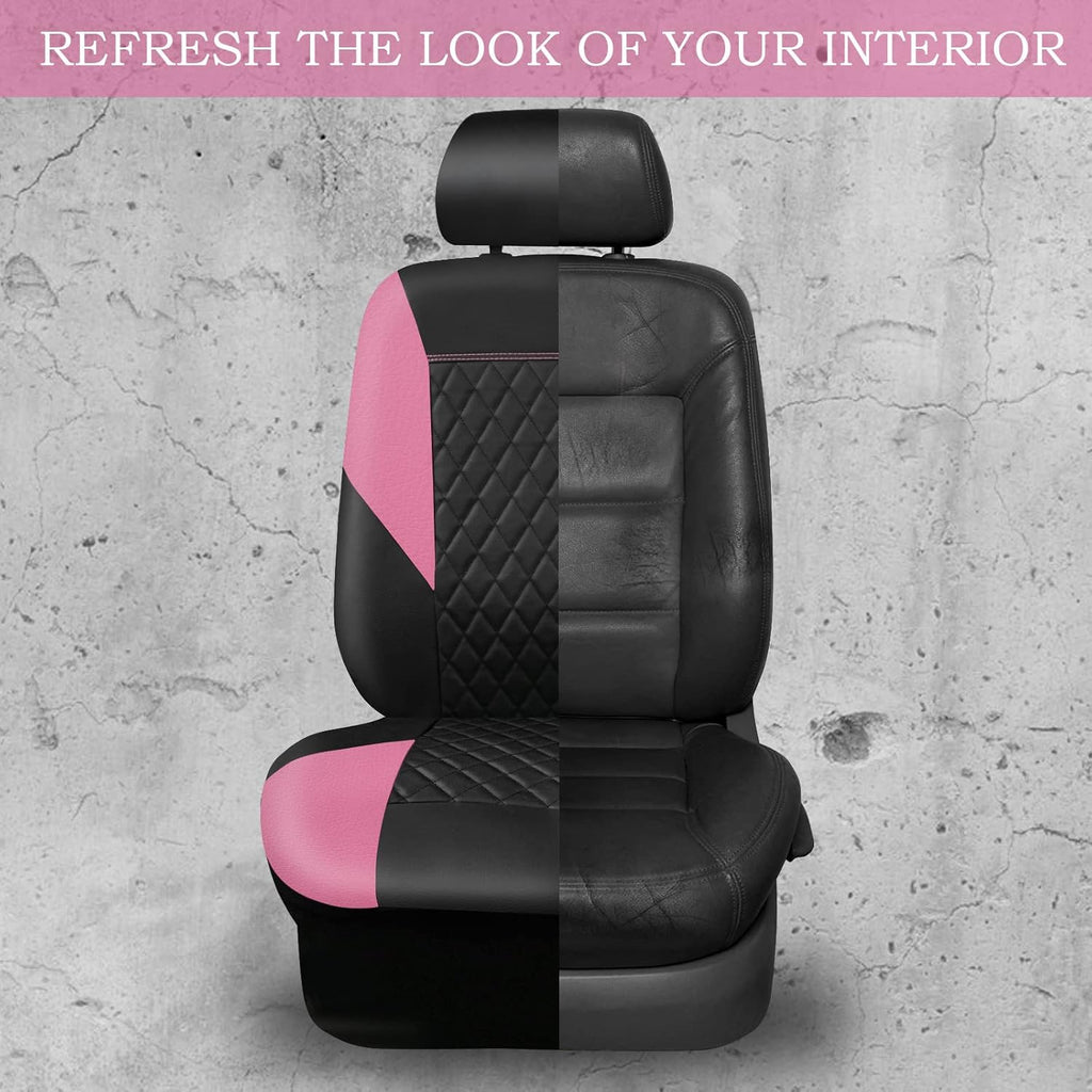 car pass pink leather seat covers,girly quilting pretty showing dimensions