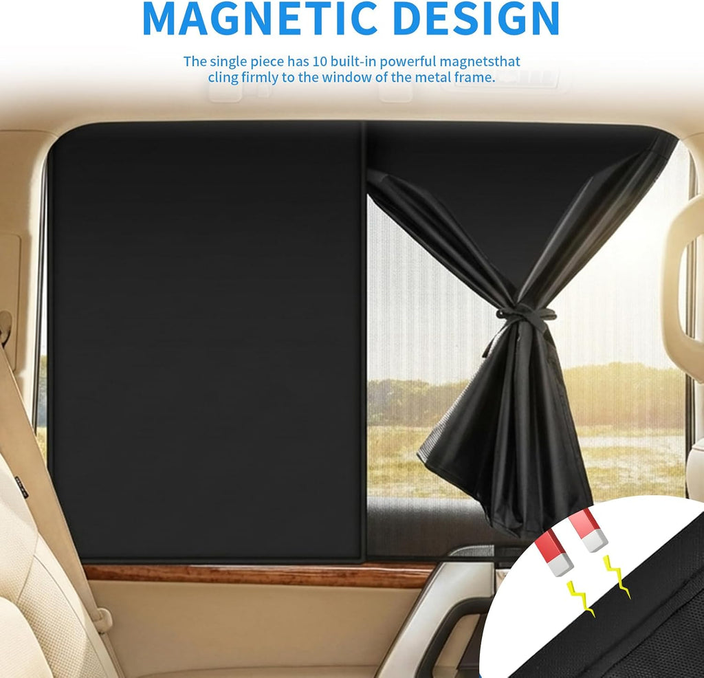 2 Pack Car Window Shades - Dual Layer Blackout & Mesh Sunshade 26.8"x18.5", Rear Side Window Privacy Screen with 10 Magnets, UV Blocking Heat Reduction for Car SUV Truck