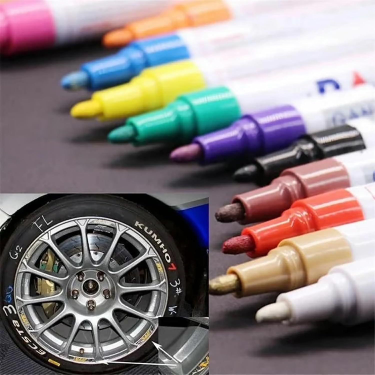 Waterproof Non-fading Tire Paint Pen, Tire Paint Pen for Car Tire Letters, 12 Colors Tire Marker, Repairing Tire Scratches, For Car & Motorcycle Tire (Orange)