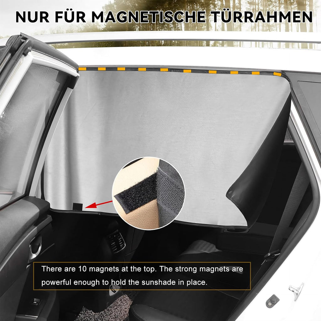 2PCS Car Window Shades, 31.5" × 19.7" Auto Rear Side Window Covers Privacy Curtain with 10 Magnets, Vehicle Side Windows Sun Shade Blocks Heat & UV Rays for Sedan SUV Truck