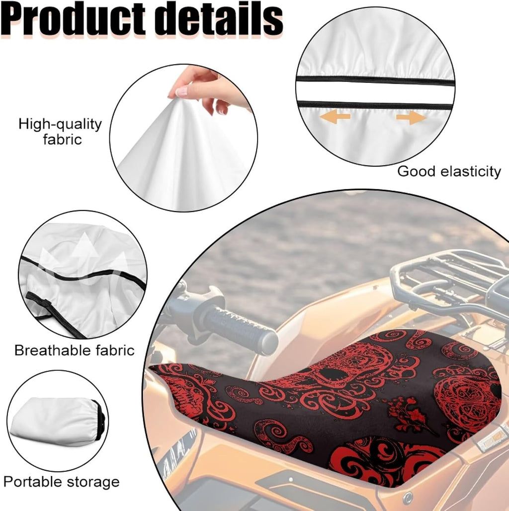 Skull Universal ATV Seat Cover Horror Halloween Bloody Skull Comfortable Breathable Soft Non Slip Seat Cover Protector Mexican Day of The Dead Compatible with Most Models