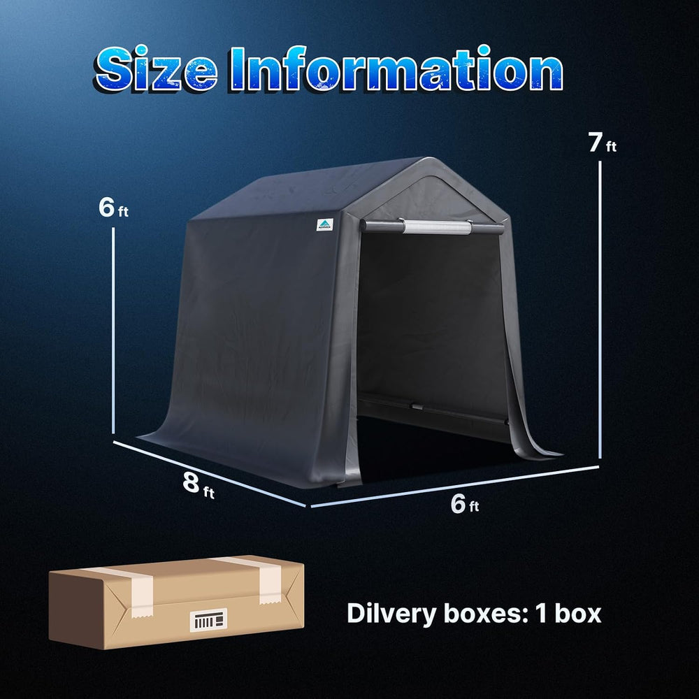 ADVANCE OUTDOOR 6x8 ft Outdoor Portable Storage Shelter Shed with 2 Roll up Z...