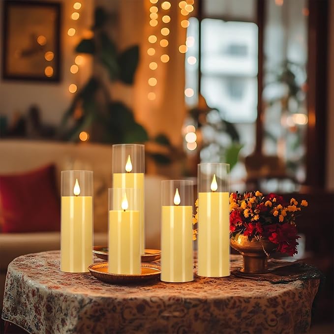 Flickering Flameless Candles Battery Operated with Remote,Led Pillar Candles ...