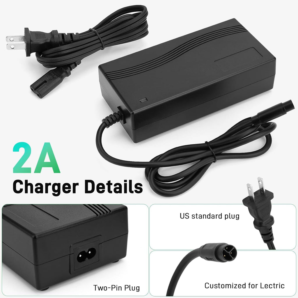 JERBOR 54.6V 2A Battery Charger for Lectric XP4/XPedition 2.0/XPeak 2.0/XP Trike2, Charger Power Adapter, Auto Power Off Overload Protection, Replacement Accessoreis for Lectric