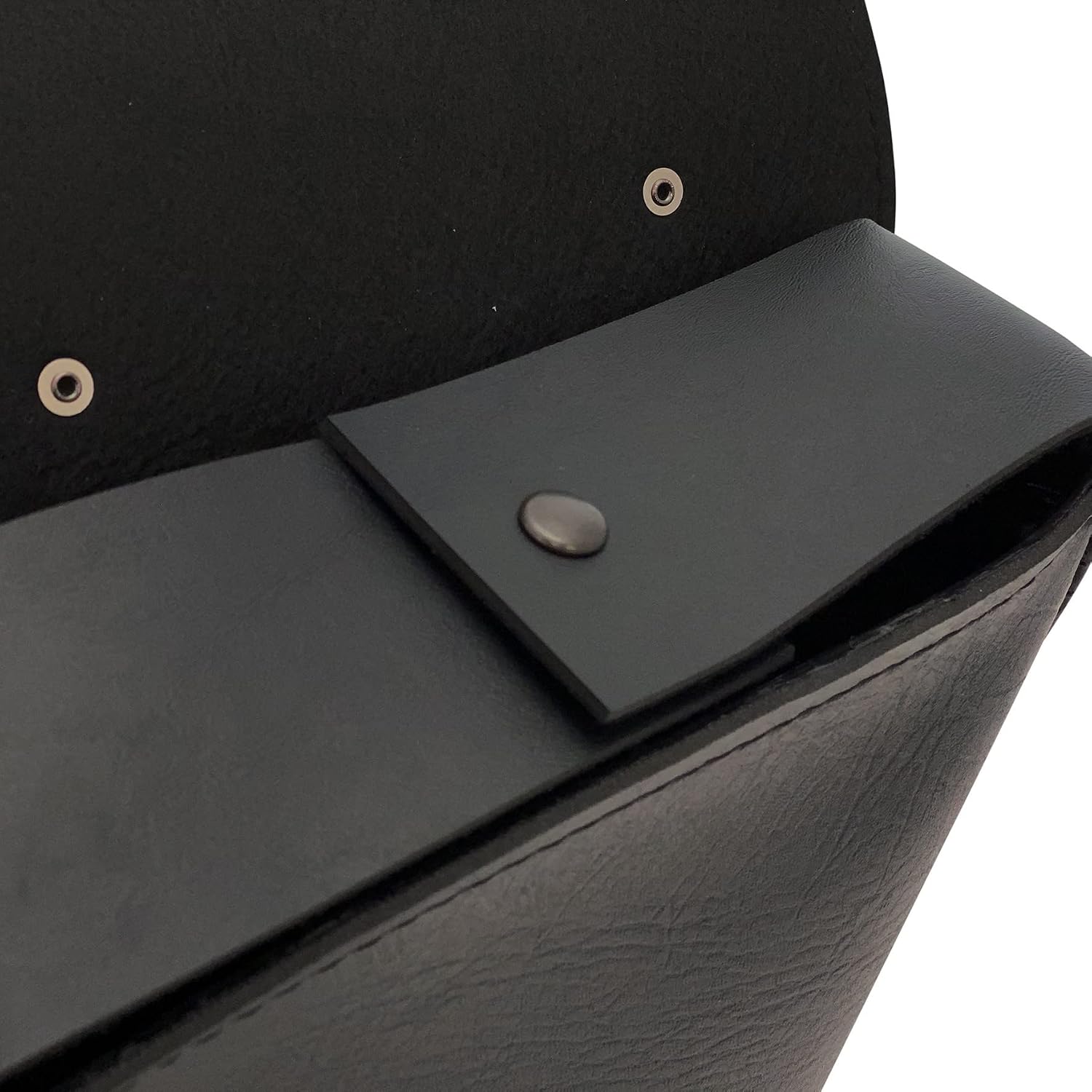 Black Leather Motorcycle Swingarm Bag for Softail/Triangulated Swingarm Models - Matte Black Buckle - Made in USA by Willie & Max [59893-00]