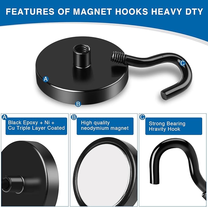 LOVIMAG Magnetic Hooks, 110LBS Strong Magnetic Hooks Heavy Duty - Image 4