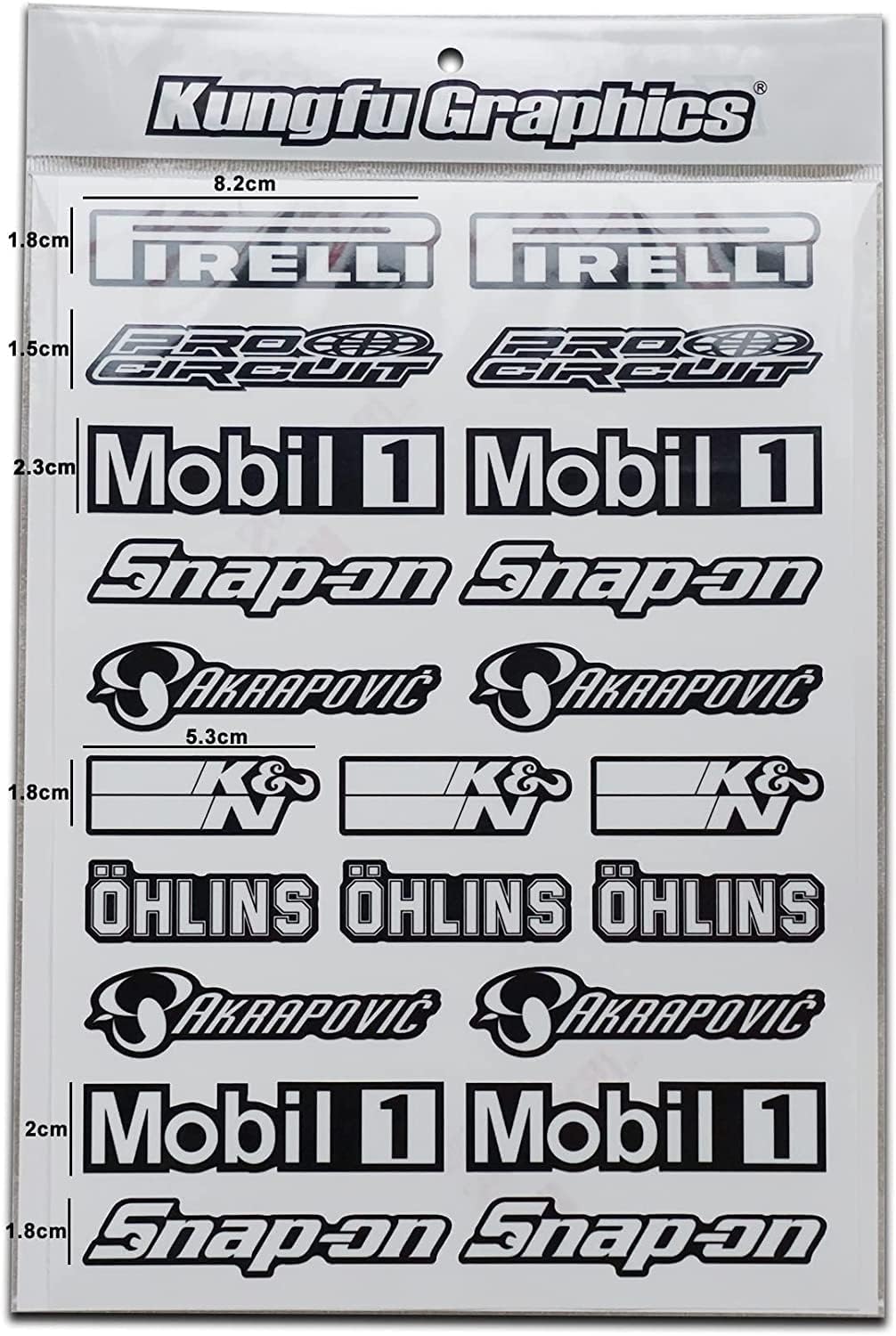 Motocross Sponsor Logos Racing Sticker Sheet Universal (7.2 x 10.2 inch), Black White