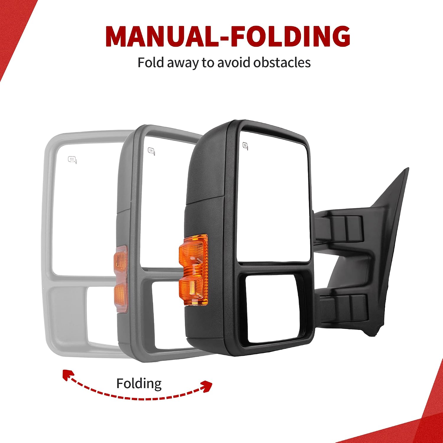 YITAMOTOR Towing Mirror Compatible with 2008-2016 Ford F250 F350 F450 F550 Super Duty, Left Driver Side Mirror Power Heated, Telescoping, Turn Signal Light, Black