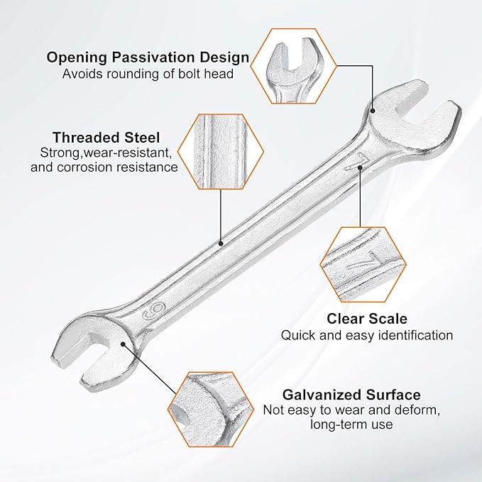HARFINGTON 2pcs Double Open End Wrench 6mm x 7mm Metric 15 Degree Offset Angle - Image 4