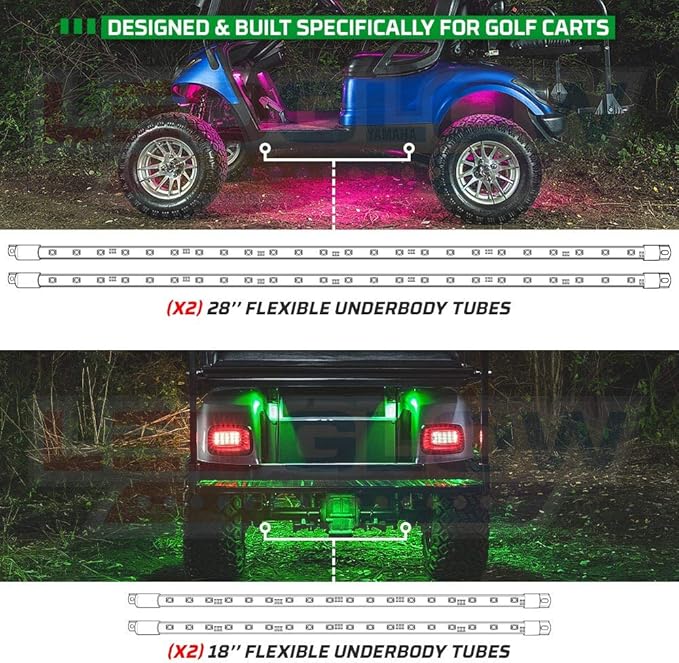LEDGlow 12pc Million Color LED 4-Seater Golf Cart Underglow Neon Lighting Kit - Image 5